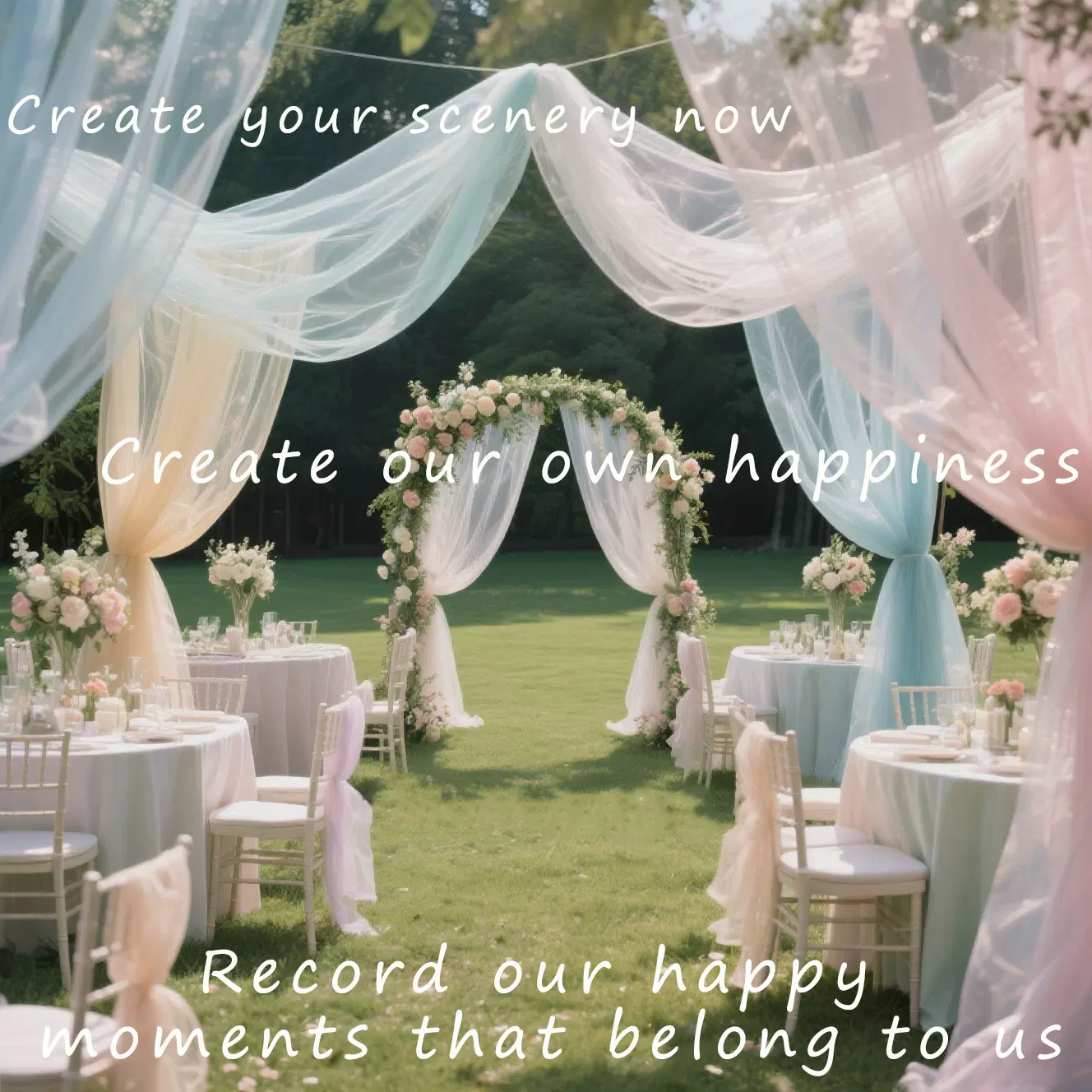 跨境婚礼派对多巴胺仙女纱幔 户外派对现场装饰网纱场景布置帷幔