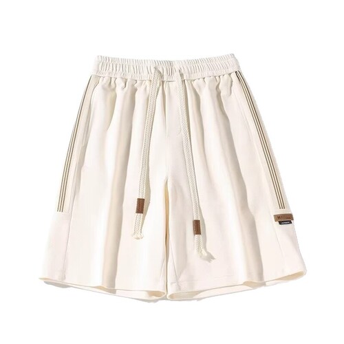 Striped fashion brand wide-leg casual mid-pants, webbing plaid sports shorts, pineapple, American men's summer loose quintiles