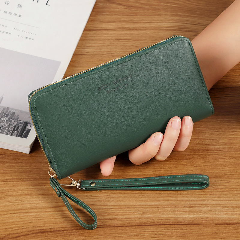 Wallet Cross-border New Women's Long Wallet Women's Handheld Mobile Phone Bag Ultra-thin Bright Leather Sweet PU Wallet for Hair