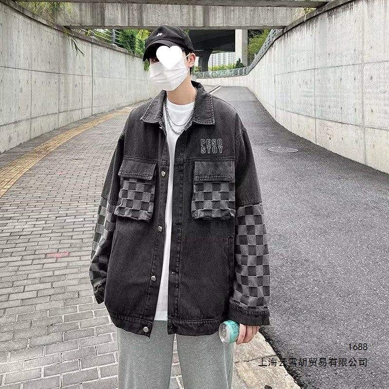 Loose retro denim jacket for men in spring and autumn, trendy Korean-style workwear jacket, versatile Hong Kong-style casual ins top
