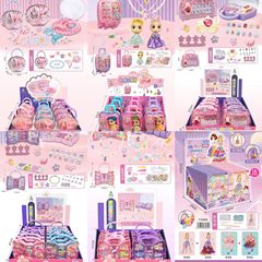 汇森の女の子のままごとの化粧品のハンドバッグのアクセサリーの数珠のハンドバッグのアクセサリーの箱の卸売りの子供は遊びます。