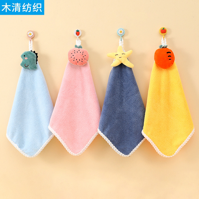 Coral velvet handkerchief can be hung in the kitchen and bathroom, wiping hands towel, cute quick-drying and water-absorbent handkerchief, wholesale