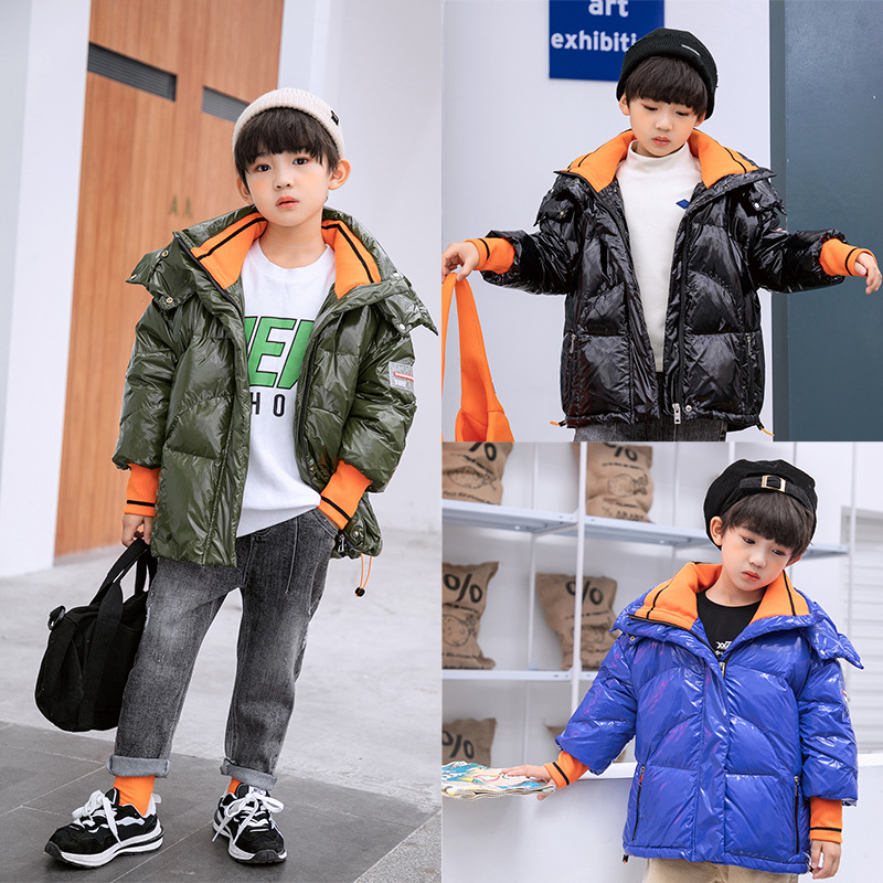 Boy Hooded Duck thickening keep warm Down Jackets Mid length version 2020 new pattern winter CUHK children Children's clothing