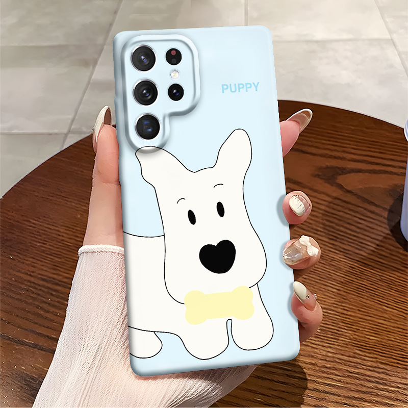 可爱小白狗GalaxyS23ultra手机壳萌宠A04E适用三星A55.5G卡通S22+
