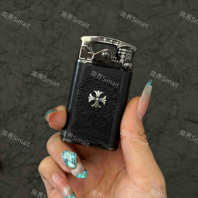网红创意克罗之心高级轻奢皮纹直冲打火机充气送男友礼物支持密文|undefined
