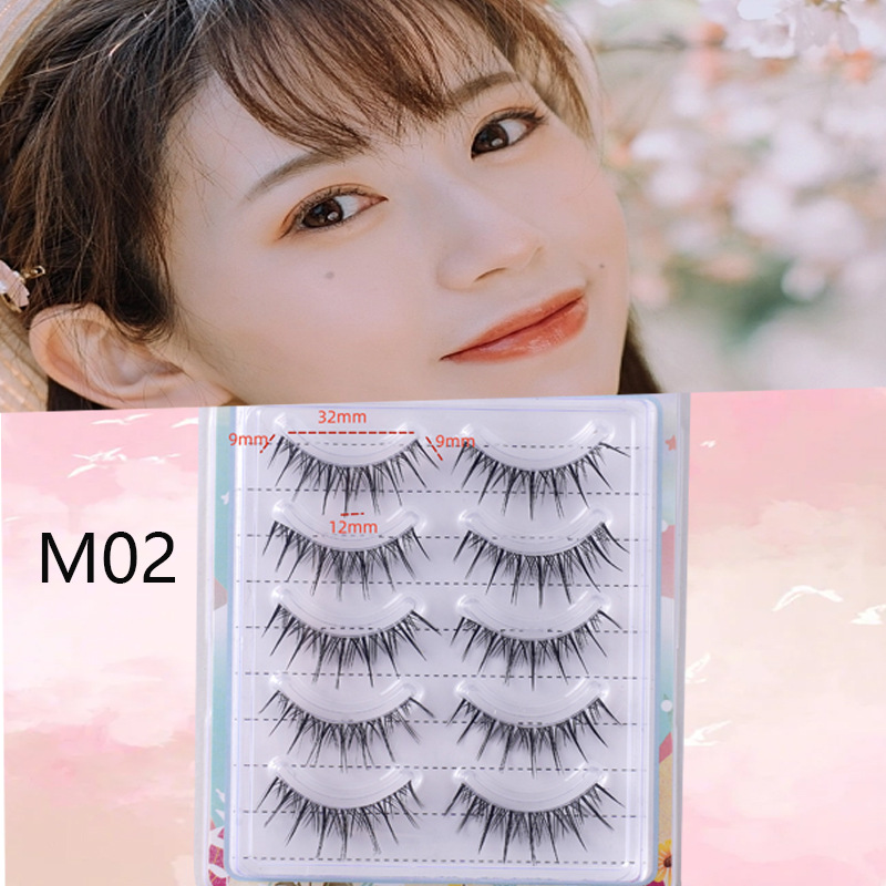 Suministro directo de fábrica transfronteriza natural larga Cruz gruesa japonés 3D afilado tallo transparente Luna doblar pestañas postizas
