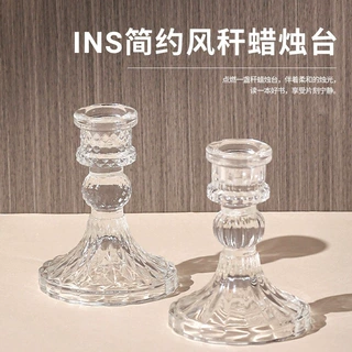 轻奢法式复古水晶蜡烛台玻璃香薰烛光晚餐婚庆拍摄道具蜡烛台批发
