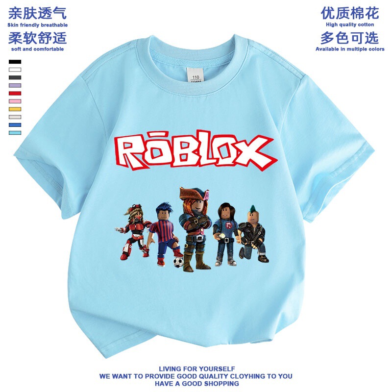 Summer Roblox Cartoon Game Peripheral Kidsren's Family T-Shirts for Kidsren and Middle-Aged Kidsren Short-Sleeved Half-Sleeved Tops New Trendy Summer Roblox Cartoon Game Peripheral Kidsren's Family T-Shirts for Kidsren and Middle-Aged Kidsren Short-Sleeved Half-Sleeved Tops New Trendy
