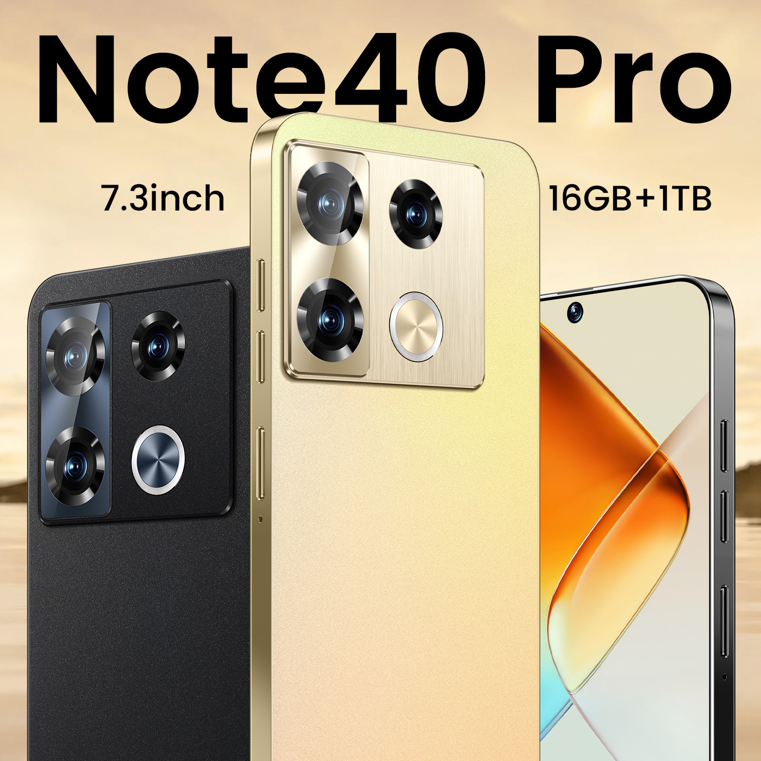 New Cross-Border Popular Note40 Pro Smartphone 16+1t Android Phone New 7.3inch Large Screen