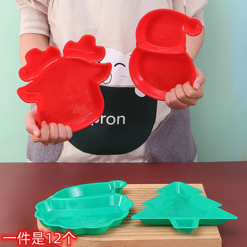 Snack Platter with Compartments, Seeds, Fruits, Snacks, Dessert Plate, Christmas Tree Nut Platter, Tableware for Home Use