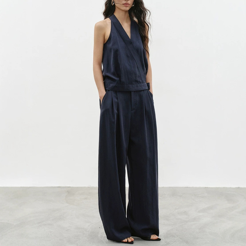 Eightmonth August Casual Workwear Lyocell Top and Wide-Leg Pants Two-Piece Set for Women, Simple and High-End Outfit Eightmonth August Casual Workwear Lyocell Top and Wide-Leg Pants Two-Piece Set for Women, Simple and High-End Outfit