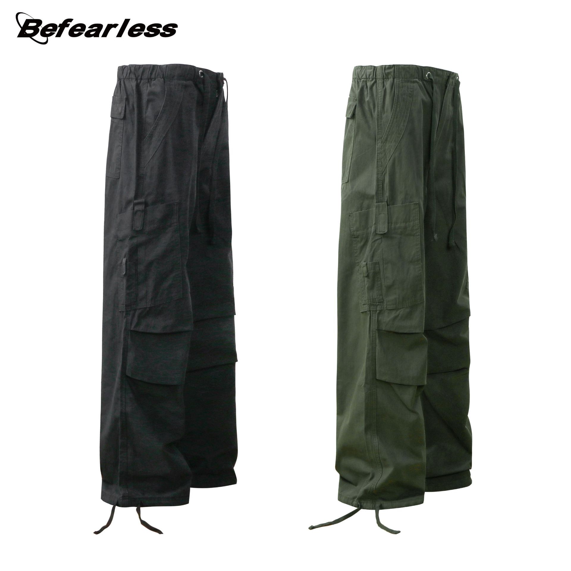Minimalist Clean Fit Draped Paratrooper Cargo Unisex American Style Multi-Pocket Thickened Casual Long Pants Trendy_voghion.com