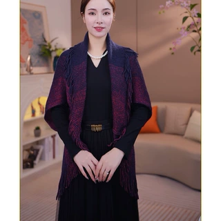 新款渐变流苏披肩女士时尚百搭均码秋冬气质针织休闲经典简约显瘦