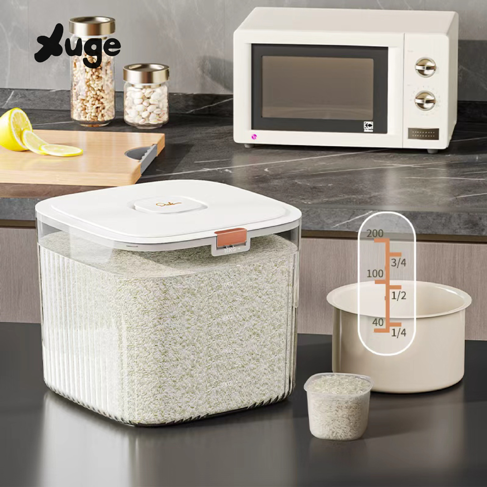 Transparent Rice Bucket, Insect-Proof and Moisture-Proof, Food-Grade Rice Storage Container, Cat Food and Pet Food Storage Jar, Large Capacity