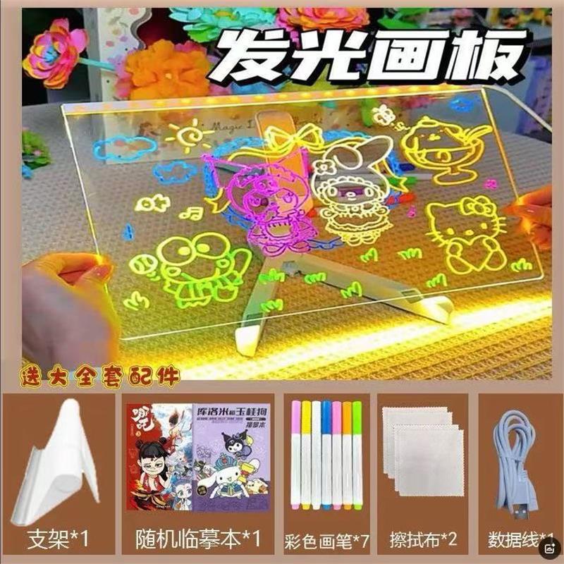 Tablero de dibujo luminoso para niños graffiti tablero de escritura de copia borrado juguete fluorescente para niñas de 6 - 12 años tablero de dibujo