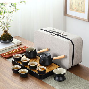Japanese Travel Kung Fu Tea Set Small Set Household Simple Teapot Ceramic Tea Cup Outdoor Tea Tray Portable