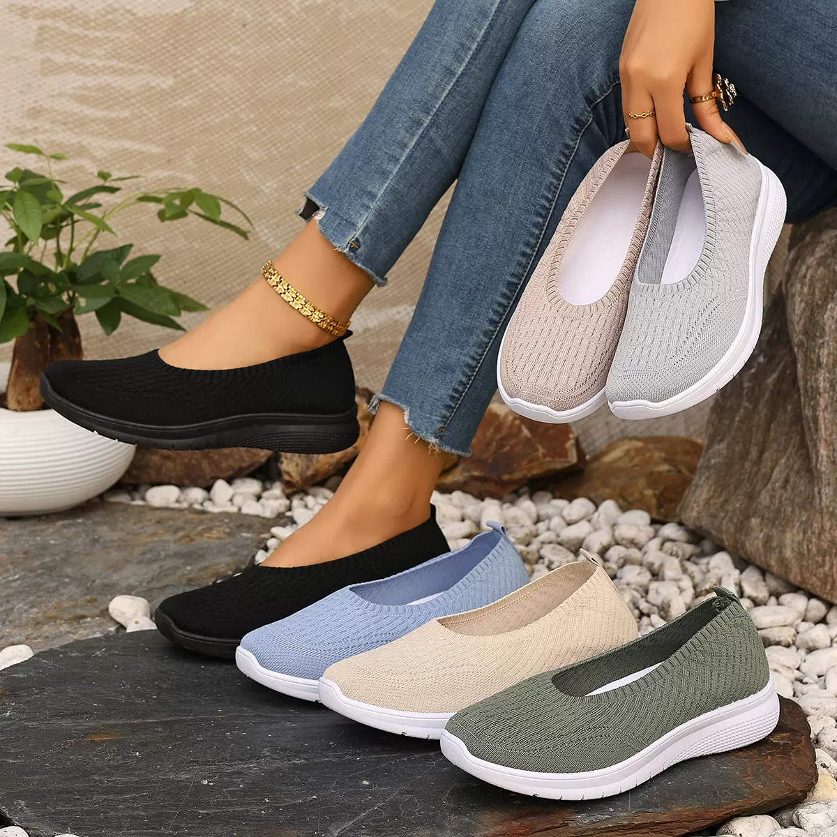 大码女鞋春秋季新款鞋子女鞋百搭浅口一脚蹬女士软底休闲单鞋跨境