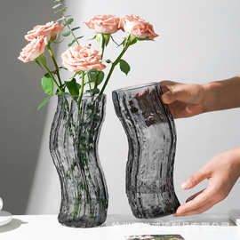 简约创意玻璃花瓶透明仿真花套装水培鲜花水养植物客厅装饰插花瓶