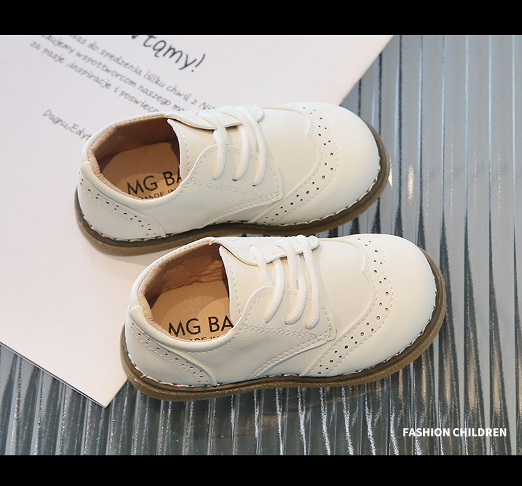 British style block sent with shoelaces, boys leather soft soled baby single shoes, spring and autumn children's shoes_voghion.com