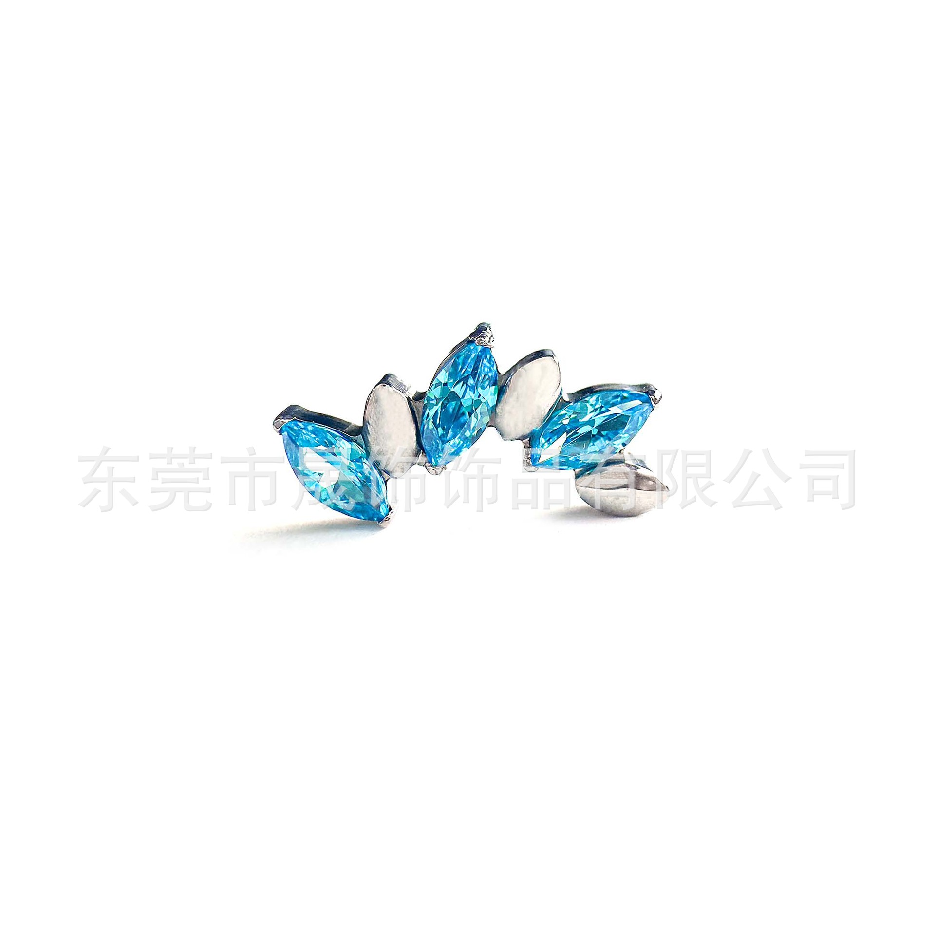 F136钛多色拼接马眼锆石耳钉G23钛合金唇钉舌钉穿刺饰品耳骨钉