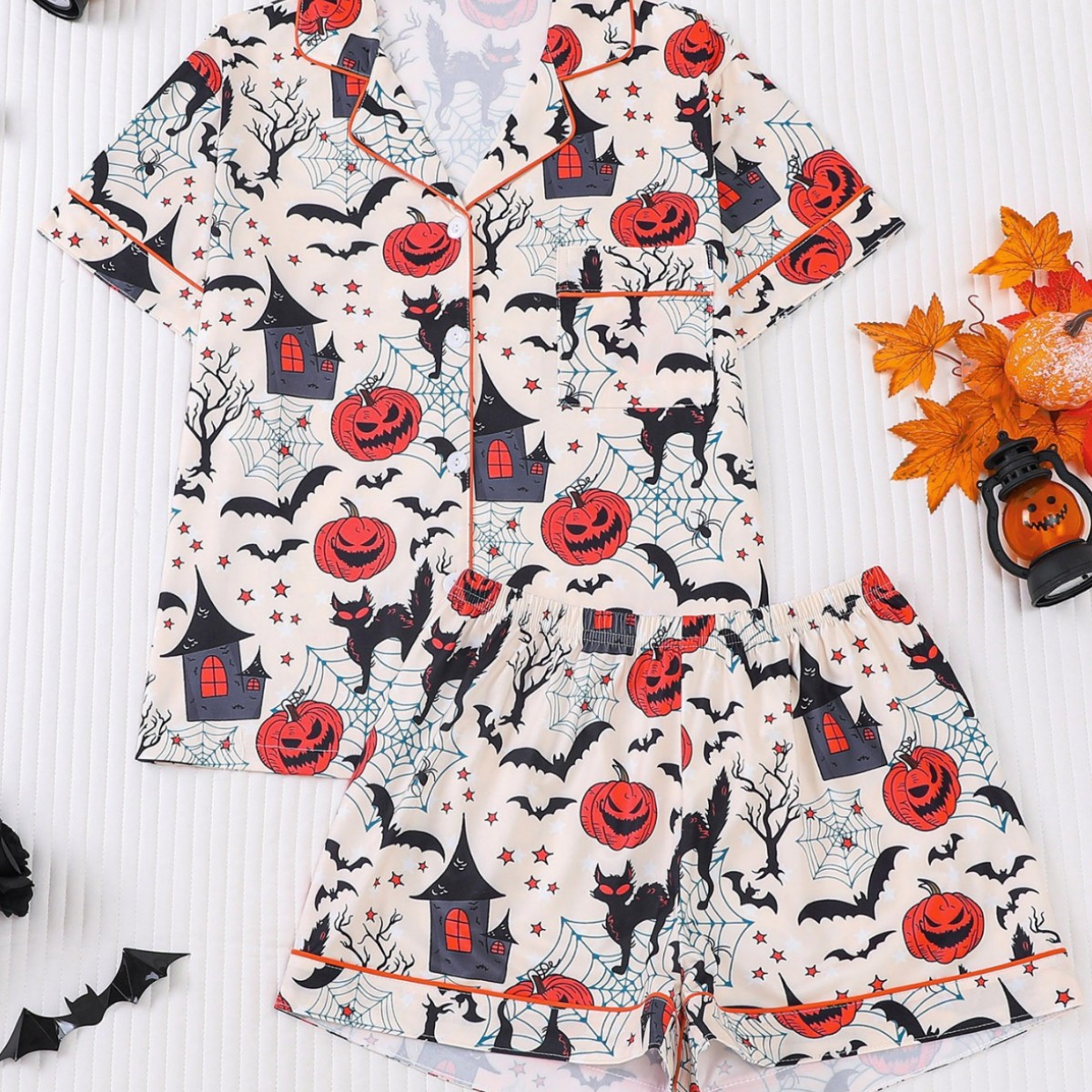 严选2025亚马逊跨境新款时尚休闲舒适短袖短裤居家服套装睡衣