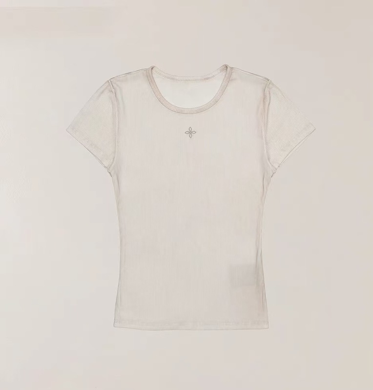 SK暴风褪色蚕丝运动Tee（手工染色）微收腰基础款T恤夏季新款|undefined