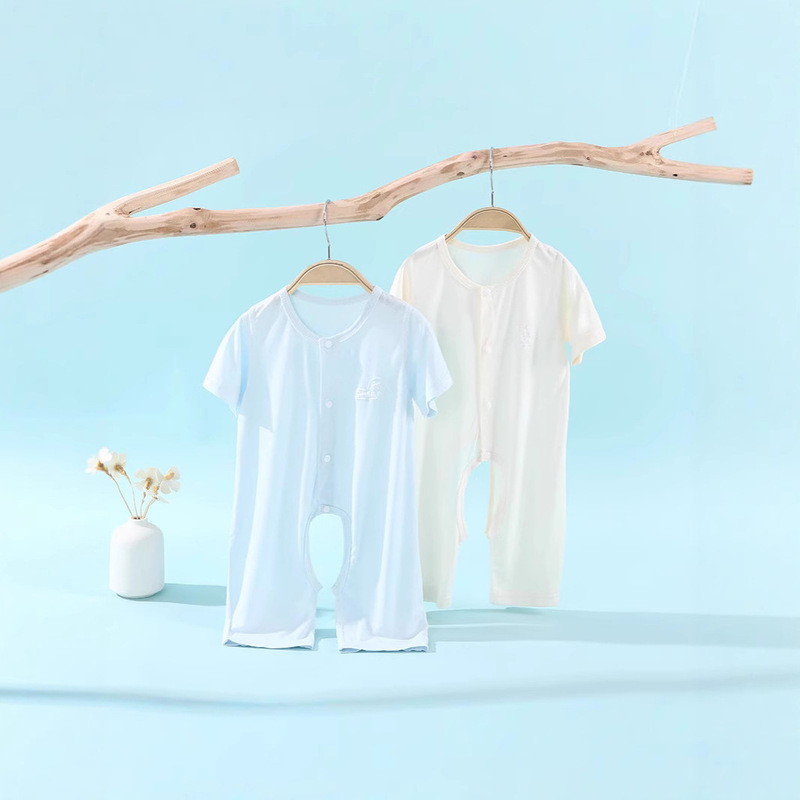 Youkesi Baby Jumpsuit Summer Air-Conditioned Clothing Short-Sleeved Thin Newborn Clothes Baby Crotchless Robe Ice Silk