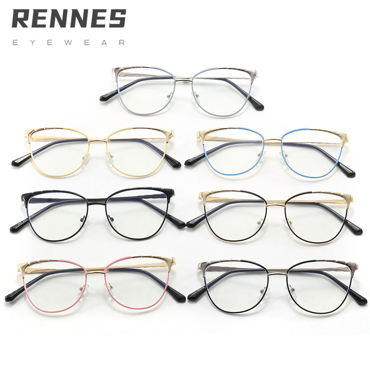 2024 nuevo marco de metal transfronterizo europeo y americano retro ojo de gato personalizado gafas de moda gafas de marco de miopía