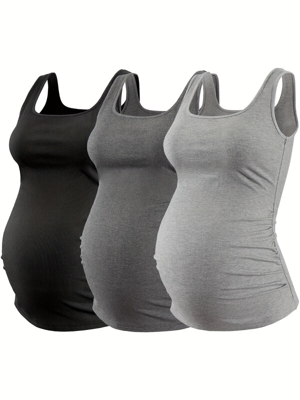 2025 New Cross-Border Dropshipping Maternity Square Neck Vest Sleeveless Ribbed Knitted Top