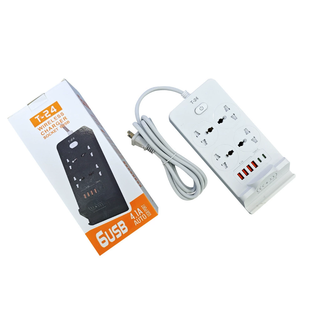 Многофункциональная встраиваемая розетка с USB, монтажная панель с отверстиями для проводки, настенная/офисная панель с беспроводной зарядкой