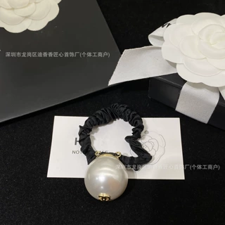 双C大珍珠小香风发圈韩国气质头绳扎丸子橡皮筋简约盘发发绳发饰