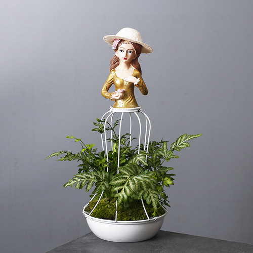 Cross-border succulent potted iron rabbit flower basket succulent combination Nordic simple succulent rectangular platter flower pot