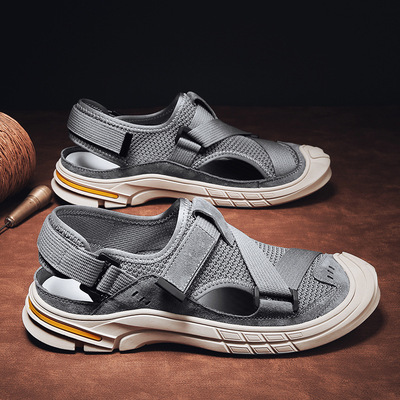 2021 business affairs leisure time ventilation brown pigskin Mesh cloth sgs ventilation goods in stock European and American models Schoolboy Sandals