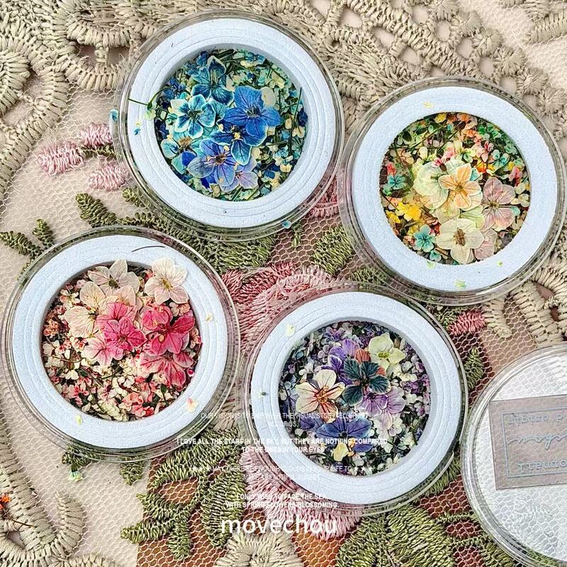 Rococo Vintage Oil Painting Petals Japanese-Style Ins-Style Small Floral Mixed Nail Art 3D Dried Flower Nail Decorations