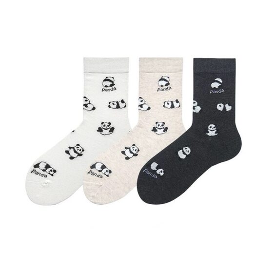 Korean Style Trendy Socks Women's Plush Panda Socks Cute All-match Mid-tube Socks Boneless Cotton Socks Sweet College Style Stacked Socks