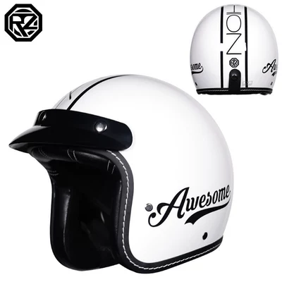Retro Half Helmet, Motorbike Helmet, Suitable for, Motosiklet kaskı (dəbilqə) - porcelain-white-awe-m