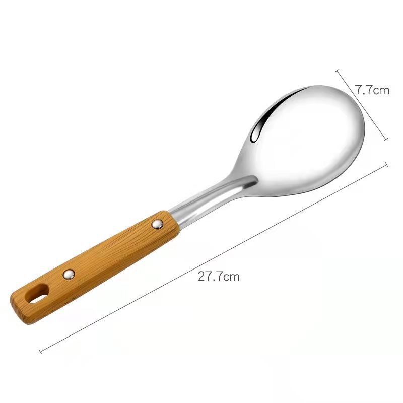 木目調ステンレス製キッチン用品セット、スパチュラ、フライパンスプーン、ザル、しゃもじ、調理器具、家庭用キッチン用品|undefined