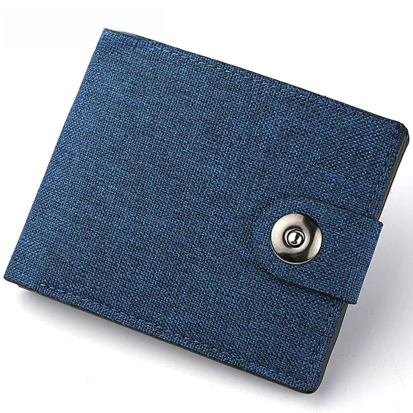 Canvas Foldableing Small Wallet Men's Short Simple Wallet 2023 New Buckle Wallet Coin Purse Men's 5 Yuan Gift