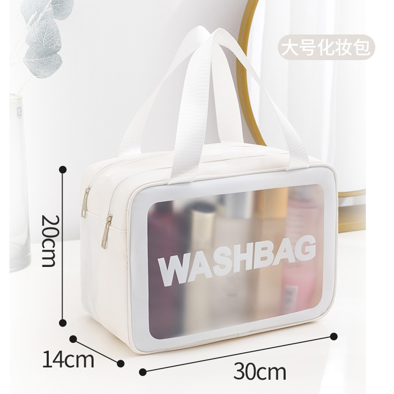 Bolsa de lavado de maquillaje transparente de tres piezas de PVC bolsa de baño de gran capacidad bolsa de almacenamiento portátil mate translúcida
