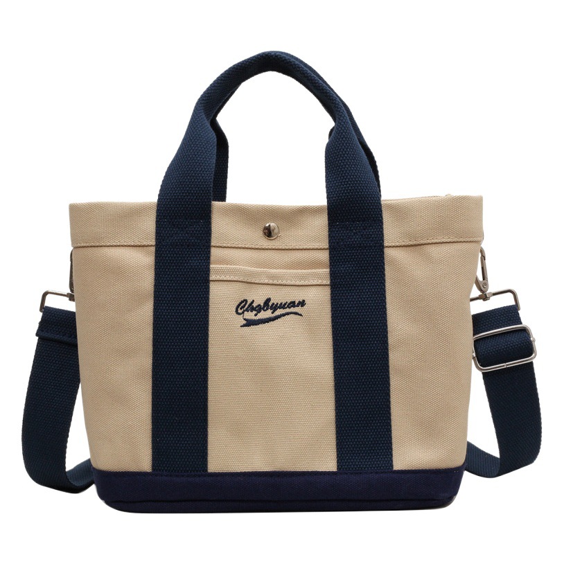 Japanese canvas multi-layer bag letter embroidery handbag commuter lunch bag student multi-layer messenger bag mummy bag