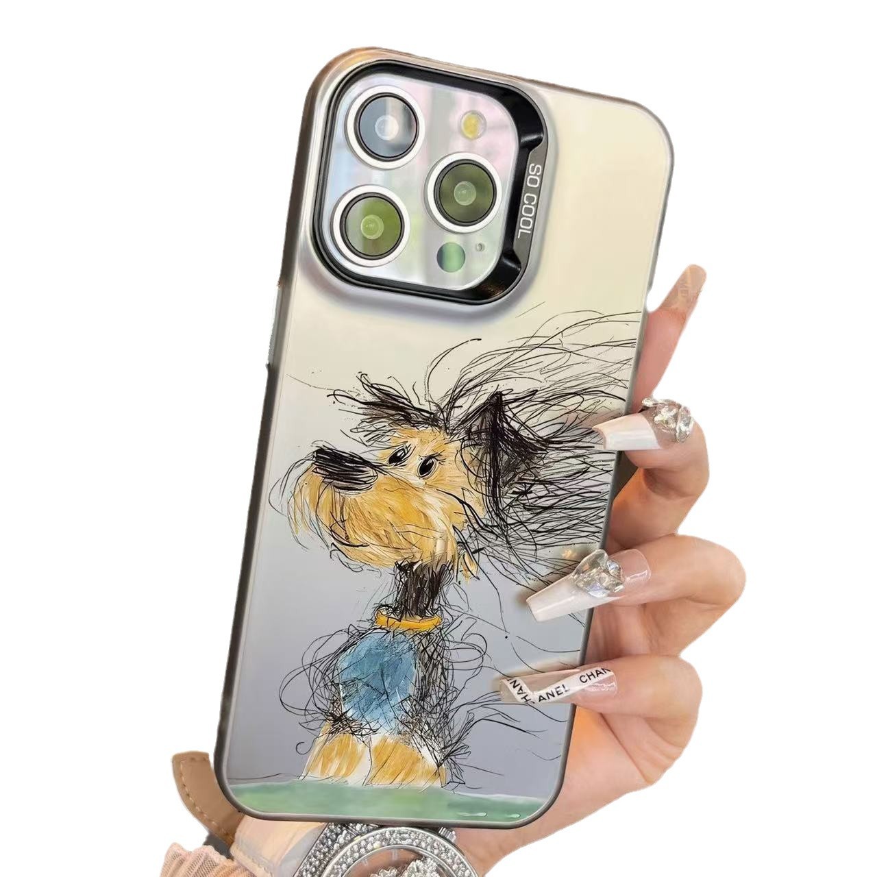 Nuevo perro de pelo frito para iPhone 16 funda para teléfono móvil Apple 15promax/14 anti-caída 13pro12 personalidad
