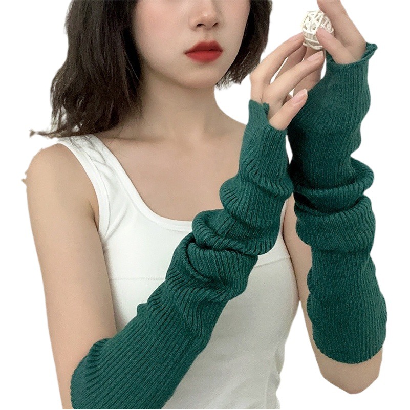 * Caliente chica moda mujer bi espera * punto oversleeve color sólido pila manga estilo japonés disco hip hop manga de punto manga falsa