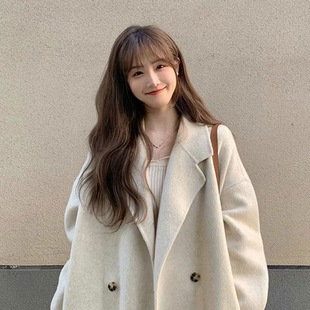 2024 Autumn and Winter Mid-long Fashionable Small High-end Woolen Coat New Thickened Woolen Coat Women's Korean-style