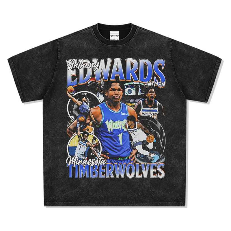 Edwards American Star camiseta de calle hip-hop marca de tendencia impresión retro hacer viejo lavado pesado suelto manga corta image 8