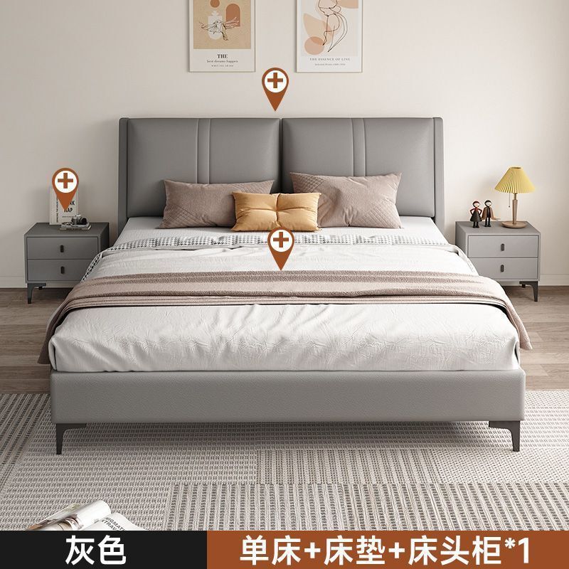 科技布实木床简约1.8米主卧经济型双人床软包家用1.5米单人床商贸|undefined