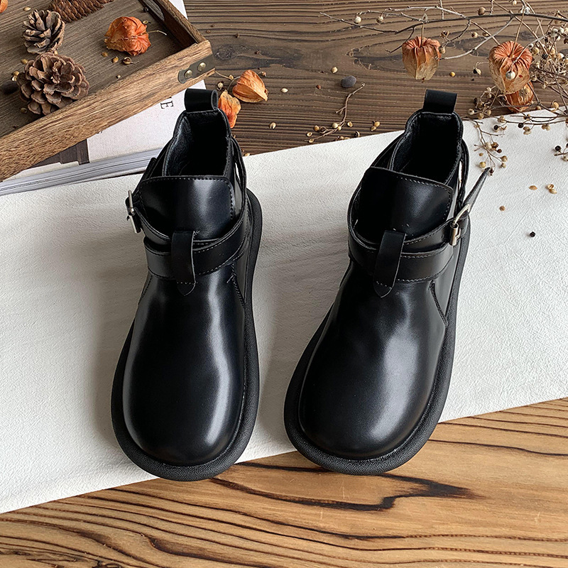 平底马丁靴女及踝靴2025新款英伦风复古靴子森系小短靴加绒二棉鞋