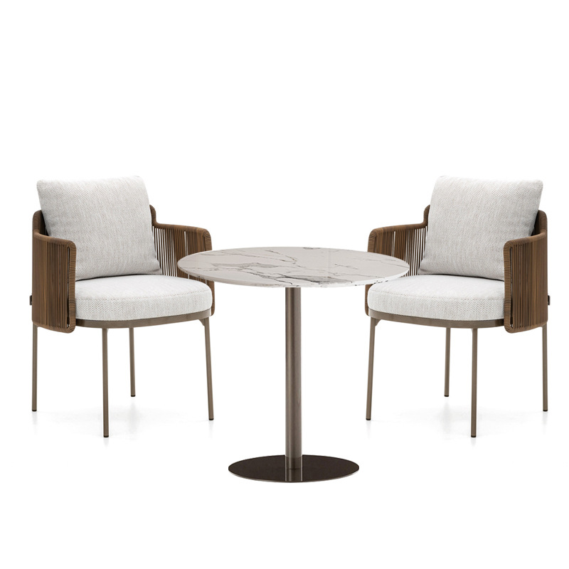 Mesa y silla al aire libre patio balcón jardín mesa de teca al aire libre mesa y silla de caña nórdica ocio muebles combinados