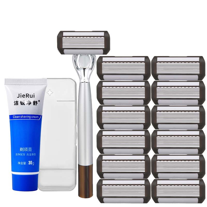 Original 1 knife holder and 12 knife heads [free travel box + shaving cream]