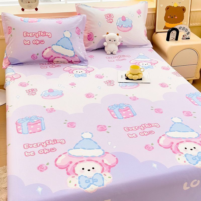 Sábanas de dibujos animados para niños 100% algodón puro, edredón para niños de una sola pieza, funda de almohada de tres piezas, sábana engrosada para el hogar