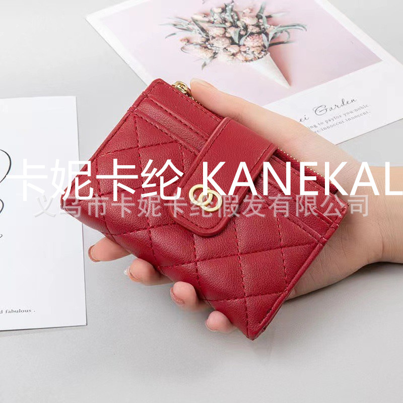 Nueva versión coreana de la hebilla vertical de nicho de tendencia de las mujeres con múltiples posiciones de tarjetas, cremallera Kani Kalun KANEKALON